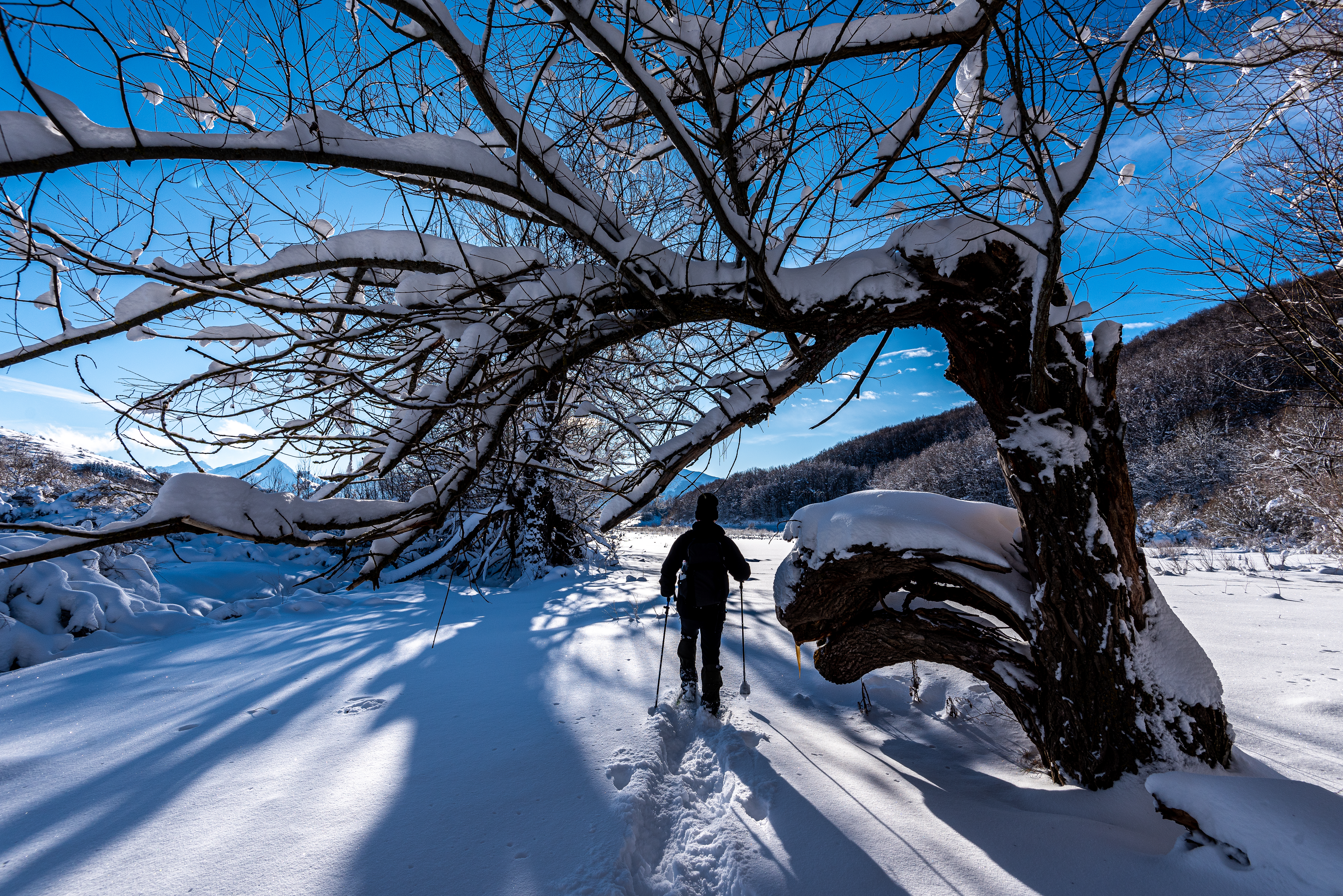Immagine di un paesaggio montano ricoperto di neve