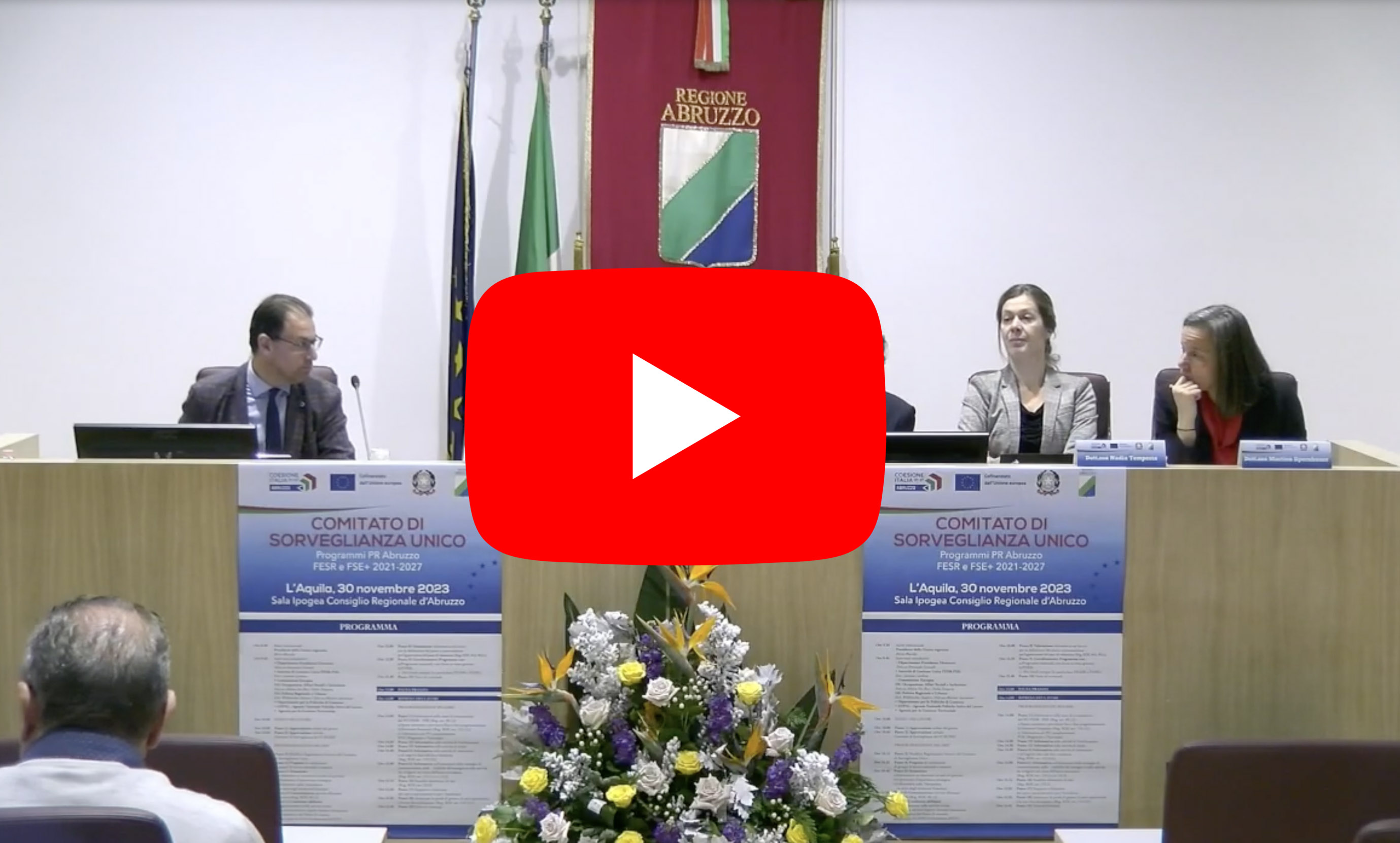 Play video su Youtube: Comitato di Sorveglianza Unico Fesr/Fse della Regione Abruzzo del 30 Novembre 2023